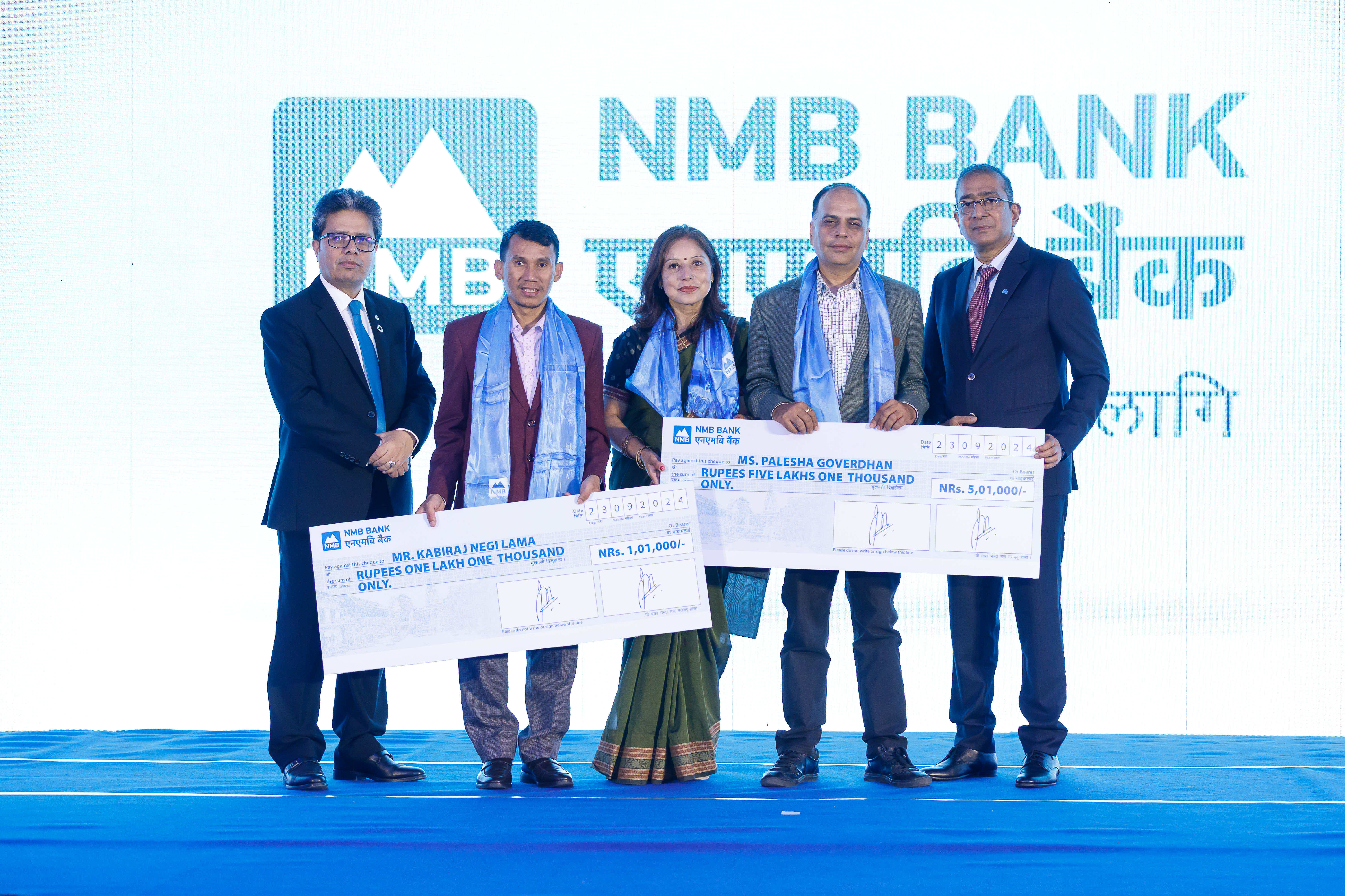 NMB Bank honors Palesha Goverdhan and coach Kabiraj Negi Lama’s accomplishment with a monetary reward